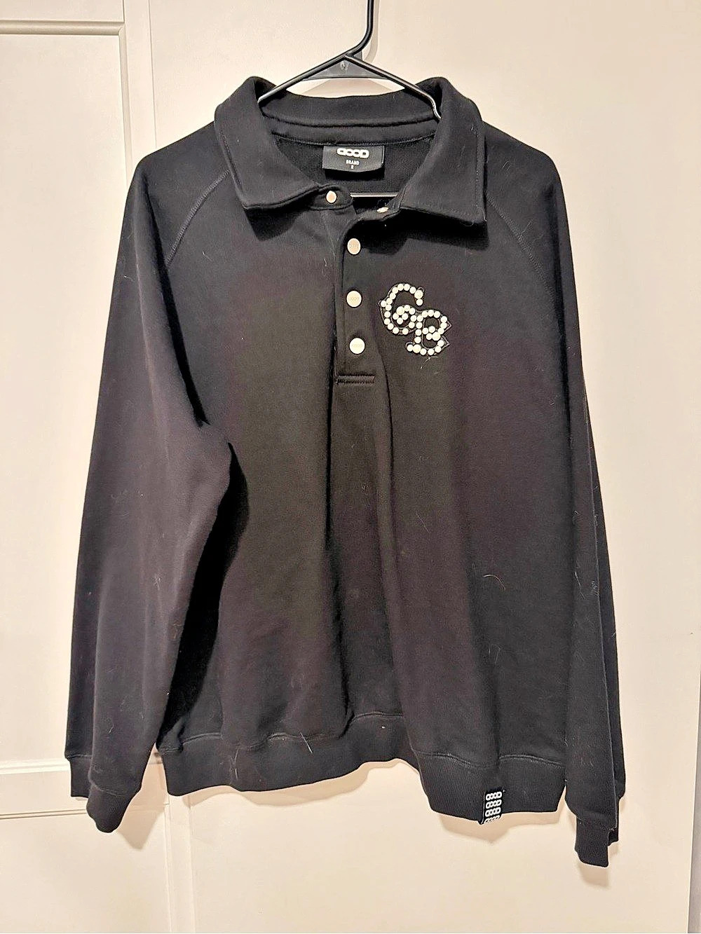 Goodbrand 24FW Pearl Polo Long Sleeve Sweatshirt Pearl Polo Long Sleeve Black